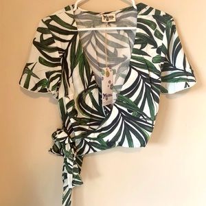Show Me Your Mumu Palm pattern Wilson Tie Top